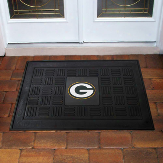 "green Bay Packers 18"" X 30"" Black Team Logo Rubber Mat"