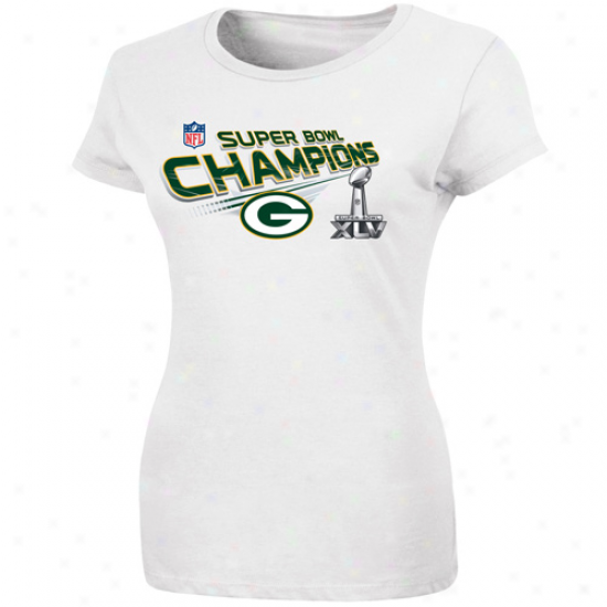 Green Bwy Packers Ladies White Super Bowl Xlv Champions Locker Room Pinnacle T-shirt