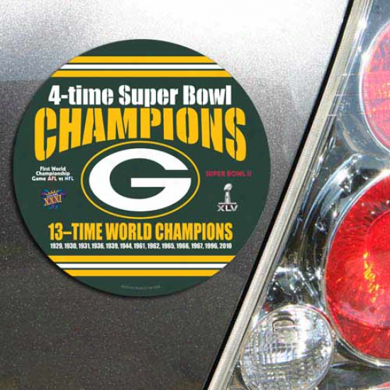 Green Bay Packers Super Bowl Xlv Champions 4x Champs Die-cut Magnet