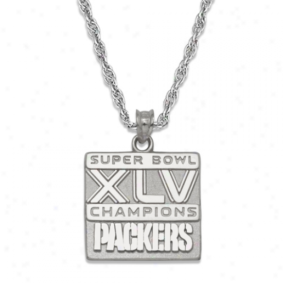 Green Bay Packers Super Bowl Xlv Champions Sterling Silver Charm Necklace