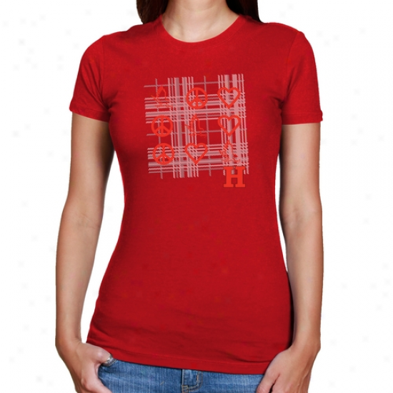 Hartford Hawks Ladies Red Tic-tac-toe Slim Fit T-shirt