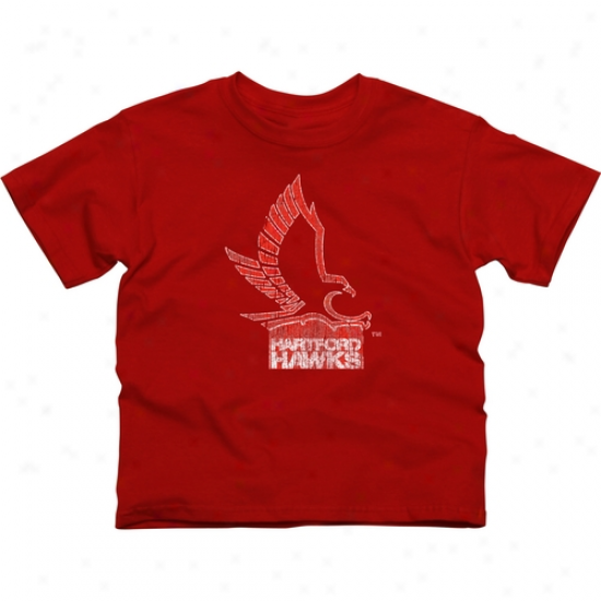 Hartford Hawks Youth Distressed Primary T-shirt - Red