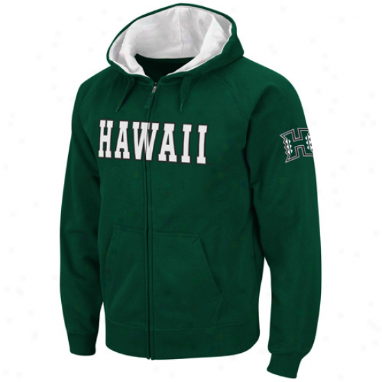 Hawaii Warriors Green Classic Twill Ii Full Zip Hoodie Sweatshirt