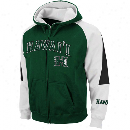 Hawaii Warriots Green-white Playmaker Full Zip Hoodie Sweatshrit