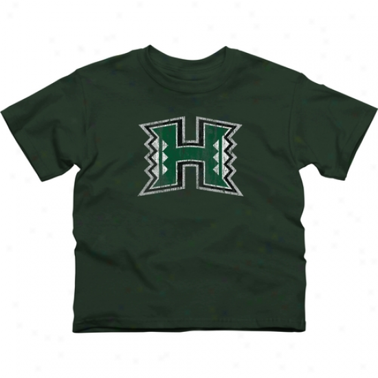 Hawaii Warriors Youth Distressed Primary T-shirt - Green