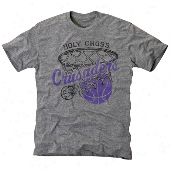 Holy Cross Crusaders Hoop Tri-blend T-shirt - Ash