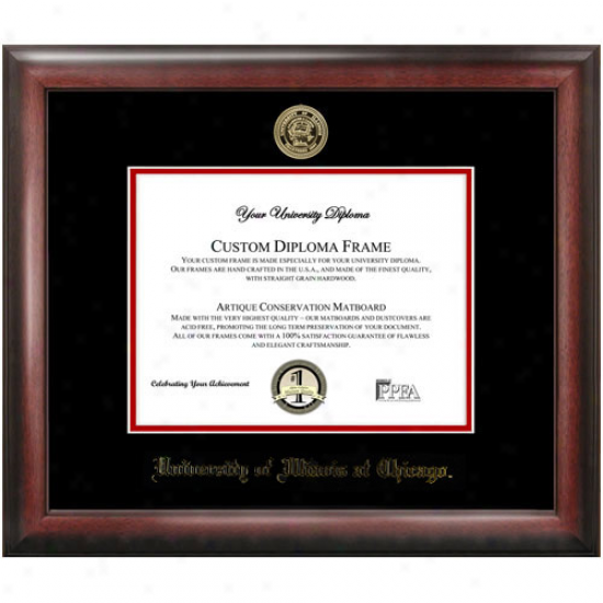 Illinois Chicago Flames Satin Mahogany Embossed Seal Diploma Frame