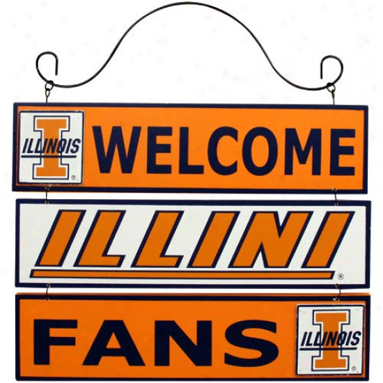 Illinois Fighting Illini 12'' X 9.5'' Wooden Welcome Sign