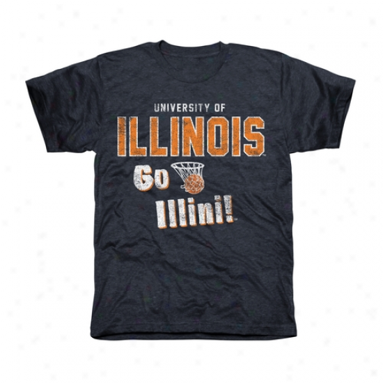 Illinois Fighting Iklini Cheering Section Tri-blend T-shirt - Navy Pedantic 