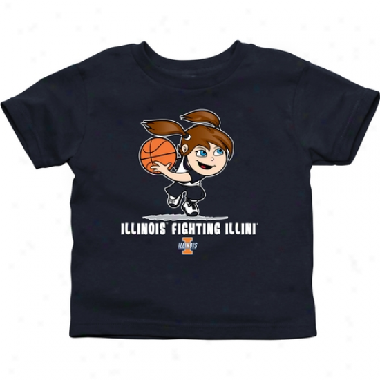 Illinois Fighting Illini Infant Girls Basketball T-shirt - Navy Blue