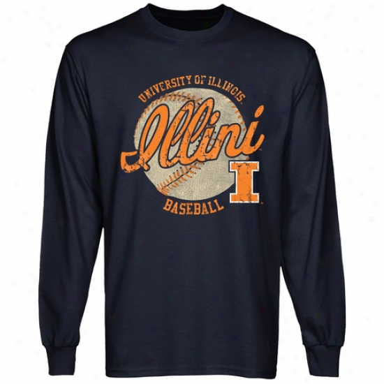 Illinois Fighting Illini Original Pastime Long Sleeve T-shirt - Navy Blue