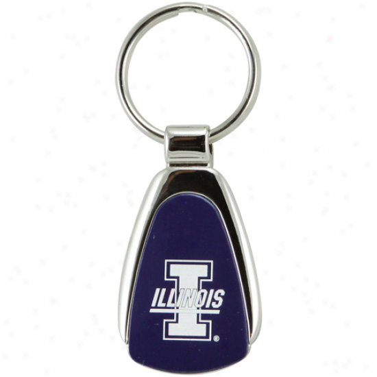 Illinois Fighting Illini Silvertone Teardrop Keychain