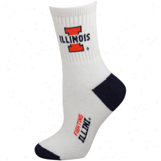 Illinois Fighting Illini Women's Dual-color Team Logo Crew Socks - White