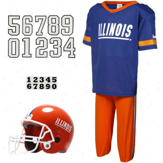 Illinois Fighting Illini Youth Navy Blue-orange Deluxe Team Unjform Set-