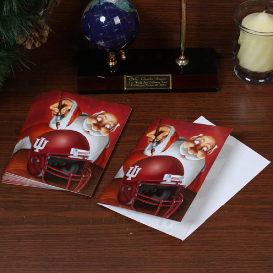 Indiana Hoosiers 12-pack Single Santa Painting Sketch Christmas Cards