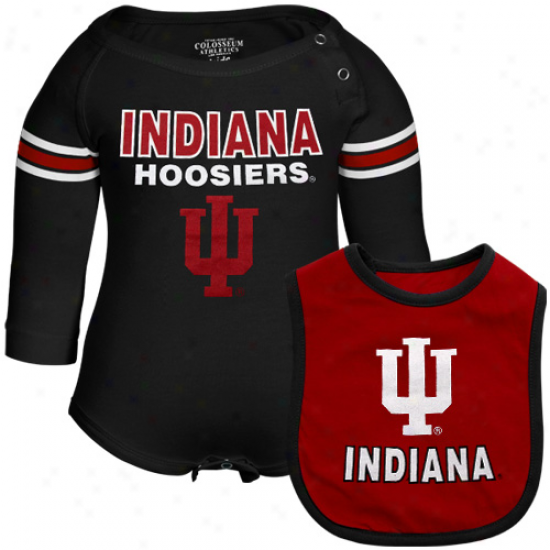 Indiana Hoosiers Infant Bleacher Creeper & Bib Set - Black