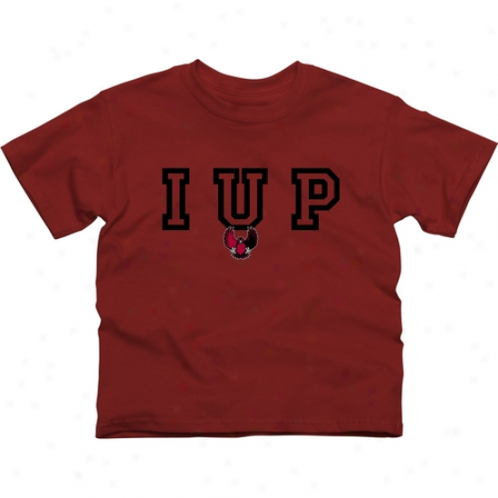 Indiana University Of Pennsylvania Crimson Hawks Youth Wordmark Logo T-shirt - Crumson