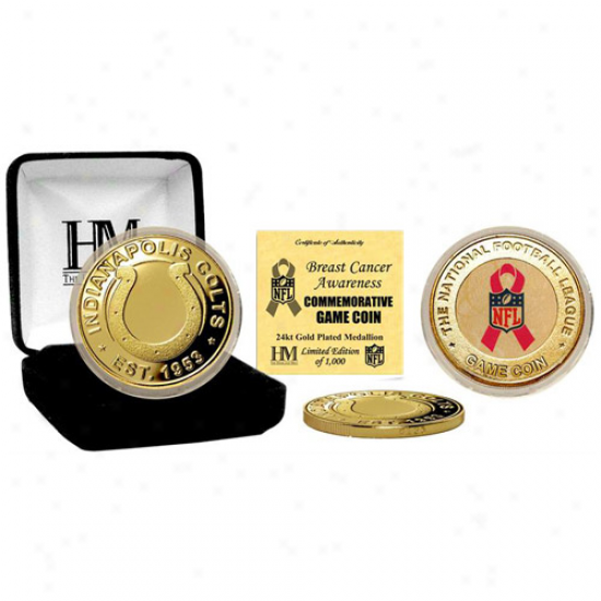 Indianapolis Colts 24kt Gold Breast Cancer Awareness Commemorative Game Coin