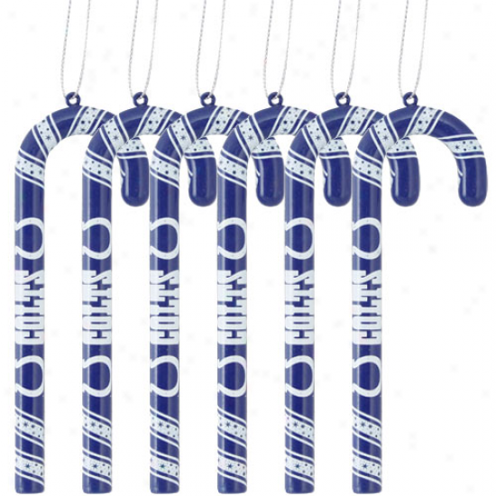 Indianapolis Colts 6-pack Team Color Candy Cane Ornaments