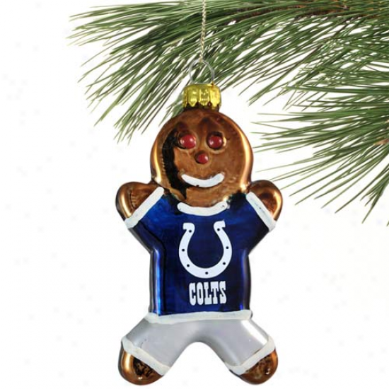 Indianapolis Colts Blown Glass Gingerbread Man Ornament