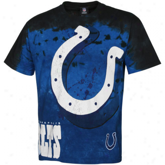 Indianapolis Colts Fade Tie-dye T-shirt - Black-royal Bleu