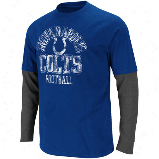 Indianapolis Colts Read & React Double Layer Long Sleeve Premium T-shirt - Noble Blue