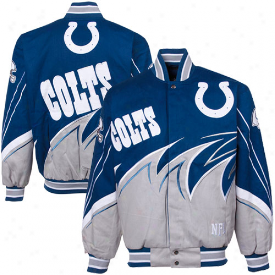 Indianapolis Colts Royal Blue-gray Slash Twill Abundant Button Jacket