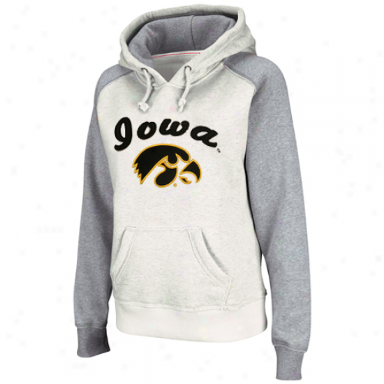 Iowa Hawkeyes Ladies Stone-ash Mesa Logo Pullover Hoodie Sweatshirt