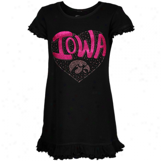 Iowa Hawkeyes Toddler Girls Black Glitter Heart Logo Dress