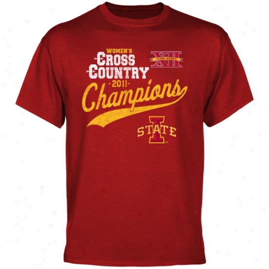 Iowa State Cyflones 2011 Great 12 Women's Cross Country Champions T-shirt - Cardinao