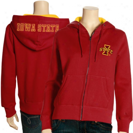 Iowa State Cyclones Ladies Red Academy Completely Zip Hoody Sweatshirt