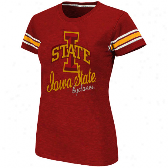 Iowa State Ladies Cyclones Backspin Slub T-shirr - Red