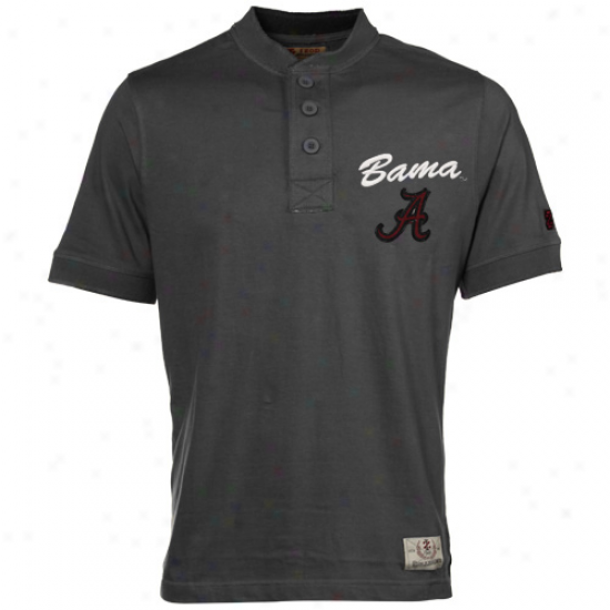 Izod Alabama Crimson Current Charcoal Standing Collar Premium Henley T-shirt