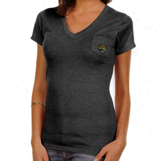 Jacksonville Jaguars Ladies Specrum Tri-blend V-neck T-shirt - Black