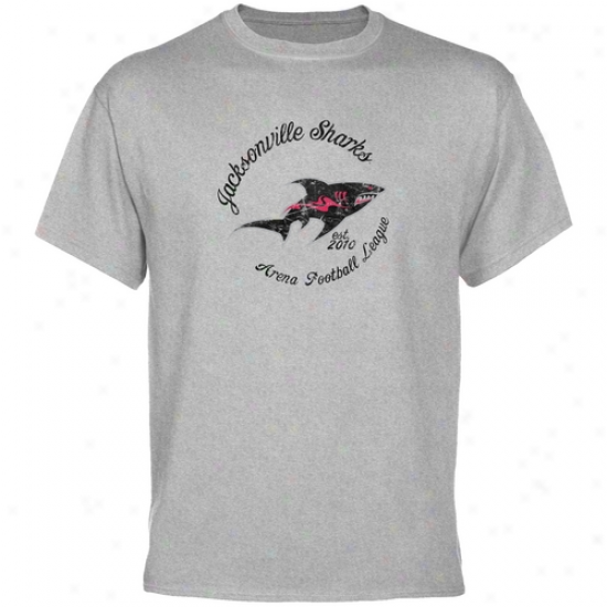 Jacksonville Sharks Ash Circle Script T-sbirt