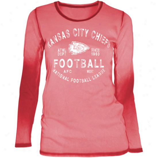 Kansas City Chiefs Ladies Sideline Spirit Seam Wash Premium Long S1eeve T-shirt - Re