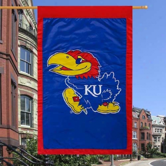 Kansas Jayhawks Royal Blue 28'' X 44'' Team Logo Applique Flag