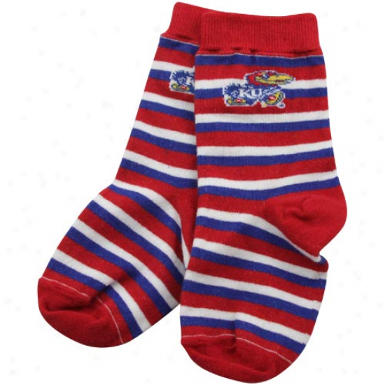 Kansas Jayhawks Toddler Red-royal Blue Sport Stripe Socks