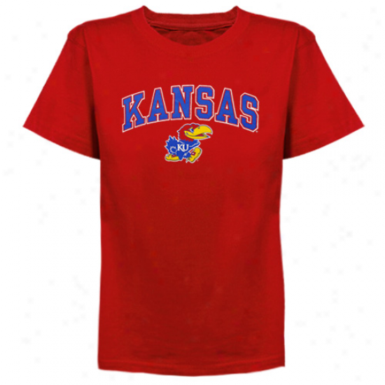 Kansas Jayhawks Youth Arched University T-shirt - Cardinal