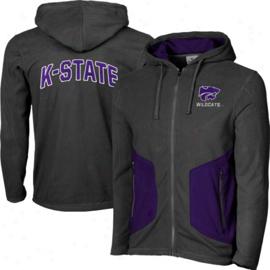 Kansas State Wildcats Charcoal Polar Fleece Saturated Zip Hoodie Sweatshirt