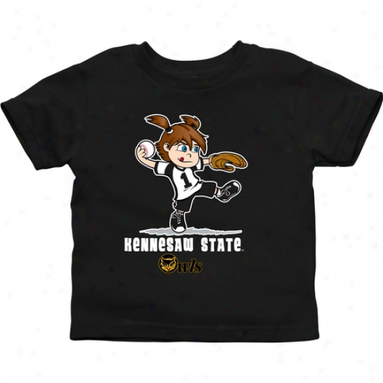 Kennesaw State Owls Toddler Girls Softball T-shirt - Murky