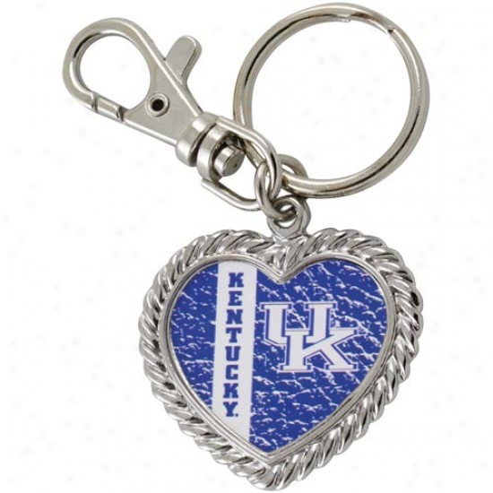 Kentucky Wildcats Silvertone Heart Keychain