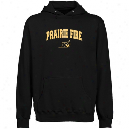 Knox College Prairie Fire Blakc Logo Arch Lightweight Pullover Hoody