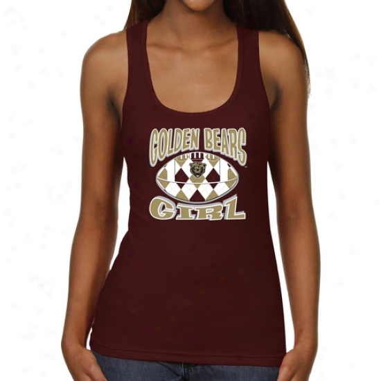 Kutztow nGolden Bears Ladies Argyle Girl Junior's Ribbed Tank Top - Maroon