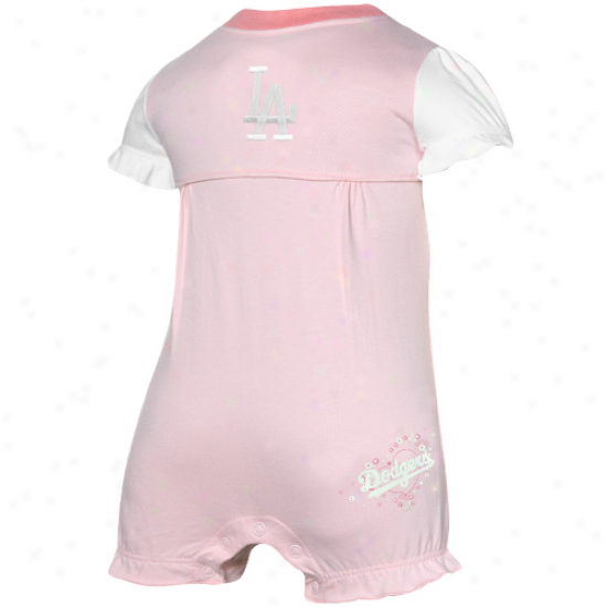 L.a. Dodgers Infant Girls Pink Ruffled Romper