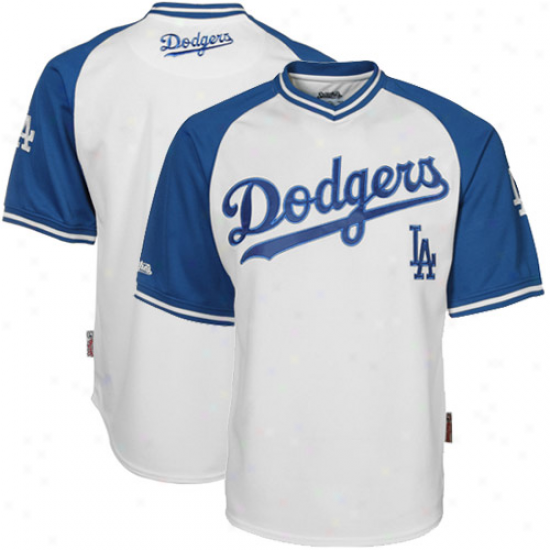 L.a. Dodgers Mesh Pullover V-neck Jrsey - White