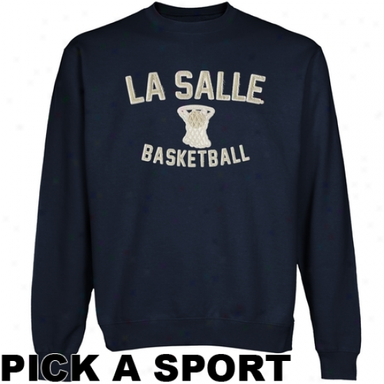 La Salle Explorers Legacy Crew Neck Fleece Sweatshirt - Navy Blue