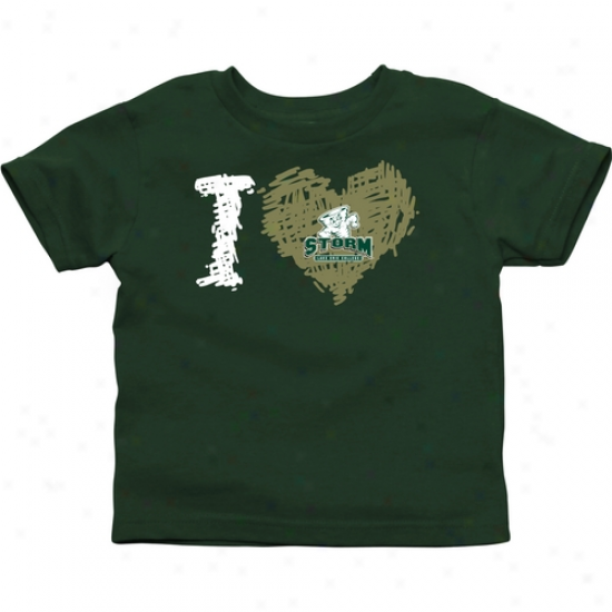 Lake Erie College Storm Toddler Iheart T--shirt - Green