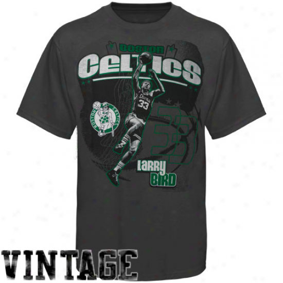 Larry Bird Boston Celtics Triple Double T-shirt - Charcoal