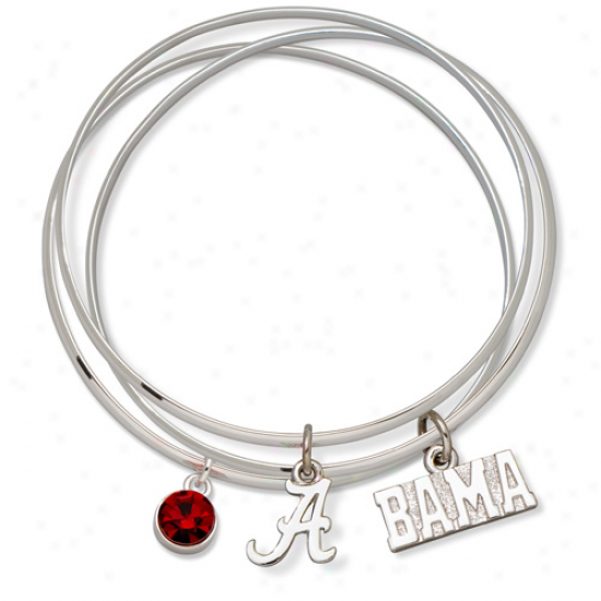 Logo Art Alabama Crimson Tide Ladies Spirit Crystal Bangle Bracelet Set